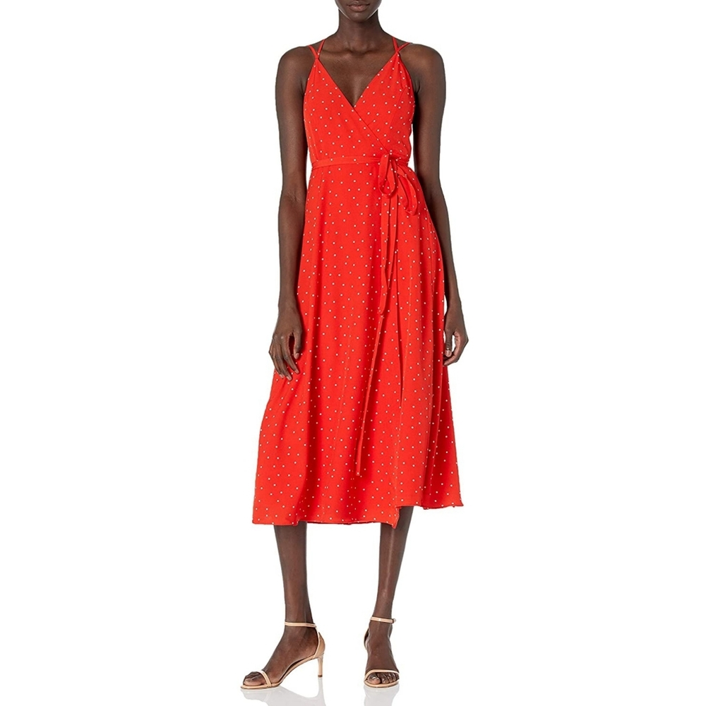 Sugar Lips Red Polka Dot Midi Maxi Wrap Dress